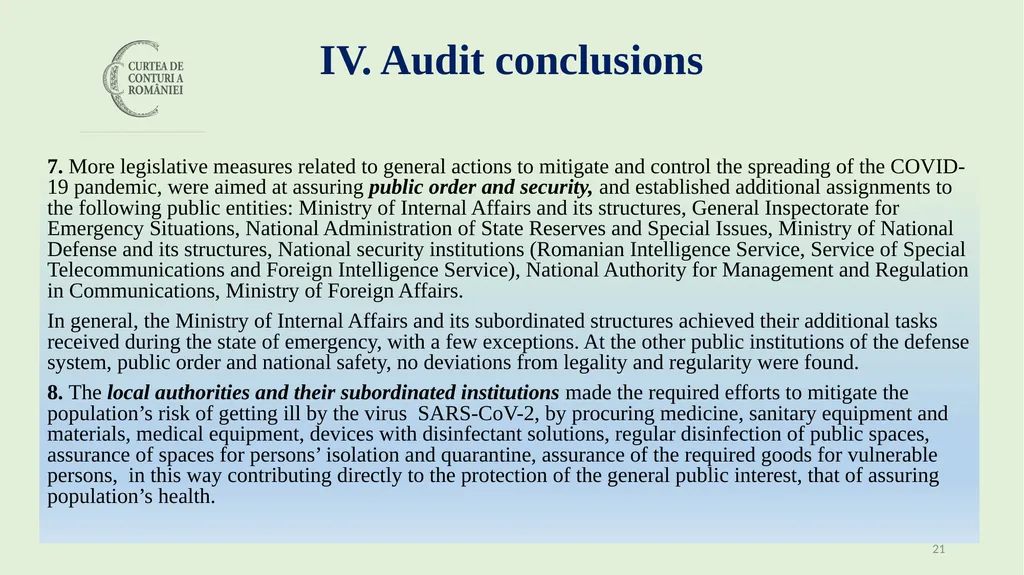 Audit of the management of public resources during - slide 21 of 30