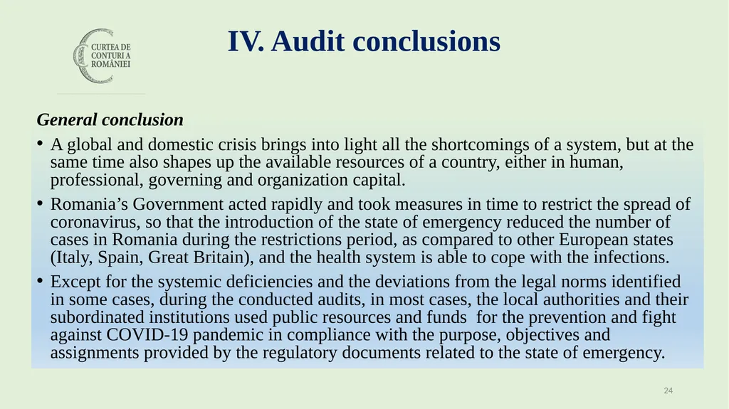 Audit of the management of public resources during - slide 24 of 30