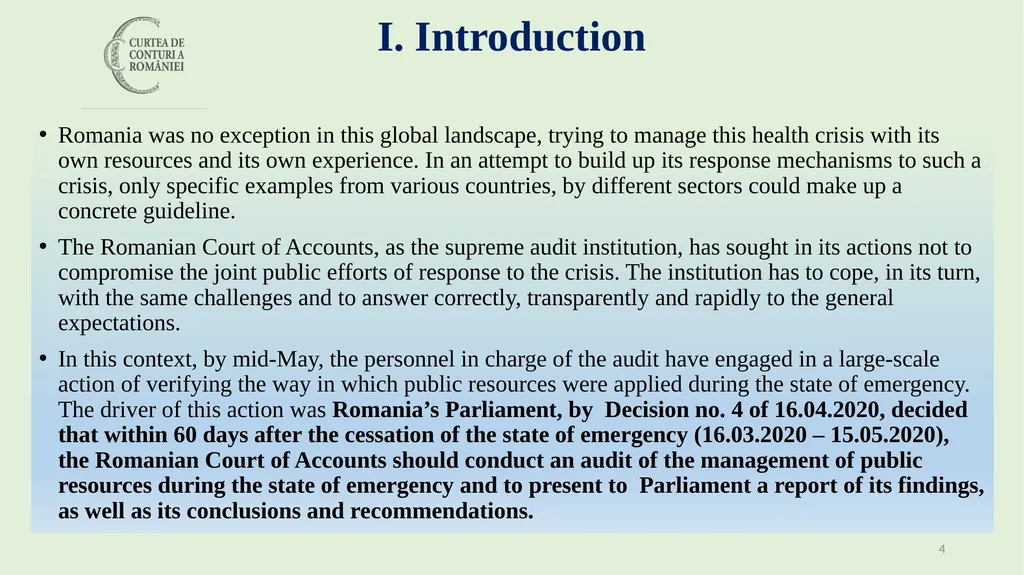 Audit of the management of public resources during - slide 4 of 30