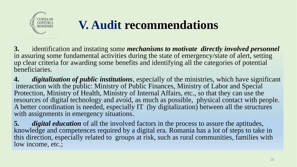 Audit of the management of public resources during - slide 26 of 30