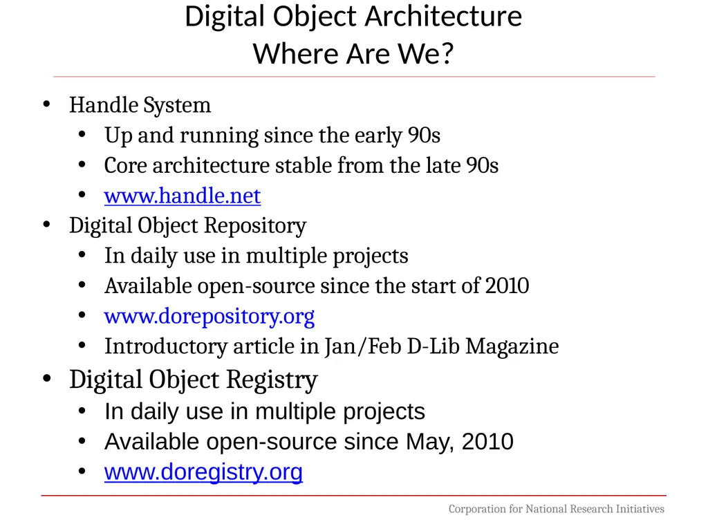 Digital Object Architecture: Building Information - slide 30 of 38