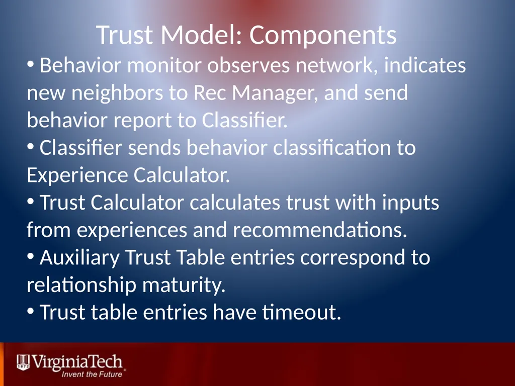 Trust Management in Mobile Ad Hoc Networks Using a - slide 13 of 49