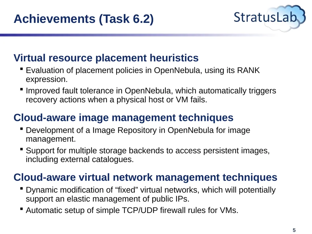 Work Package 6 Innovative Cloud-like Management of - slide 5 of 11