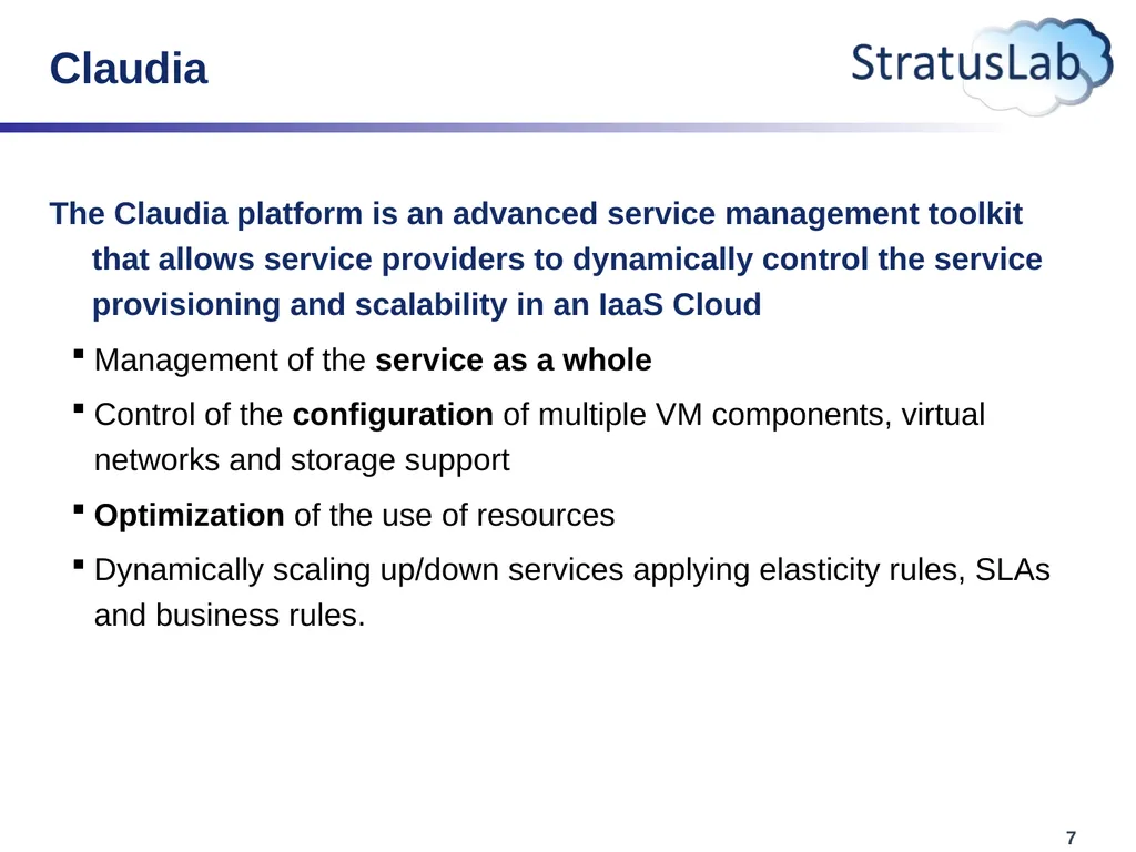 Work Package 6 Innovative Cloud-like Management of - slide 7 of 11