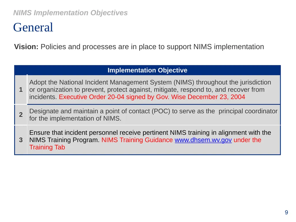 National Incident Management System (NIMS) - slide 9 of 14