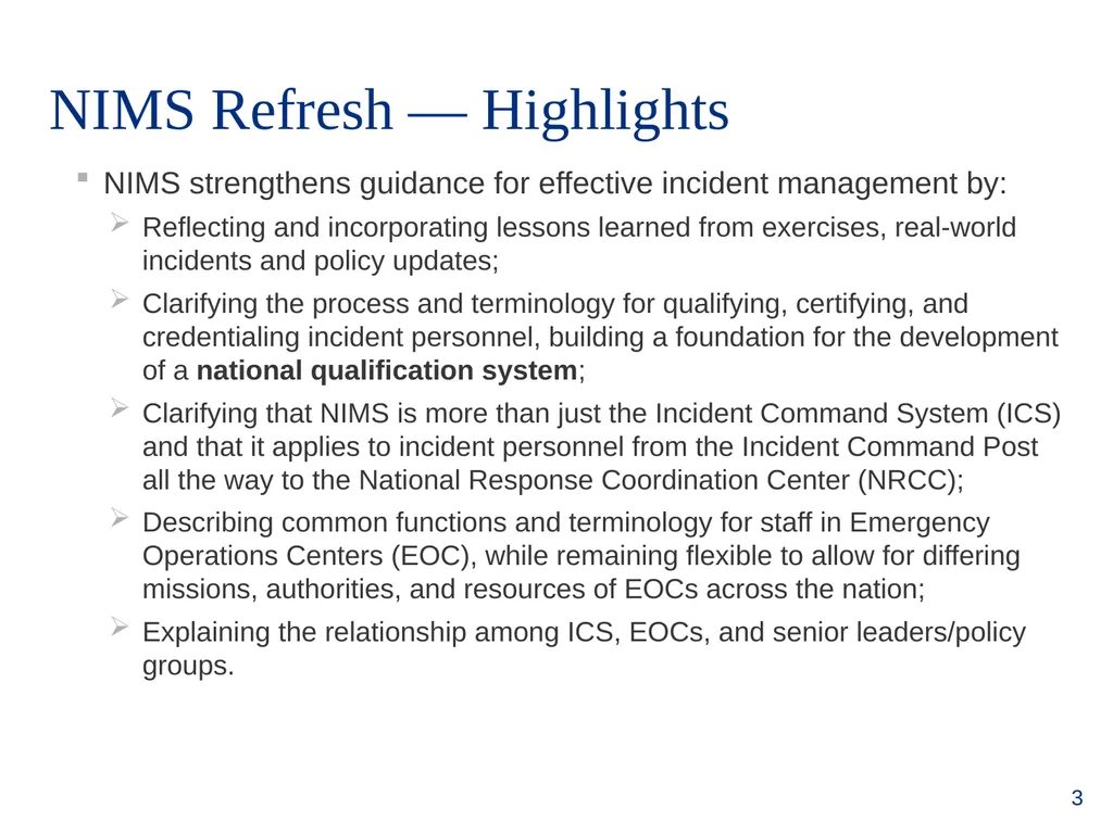 National Incident Management System (NIMS) - slide 3 of 14