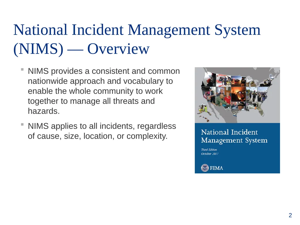 National Incident Management System (NIMS) - slide 2 of 14