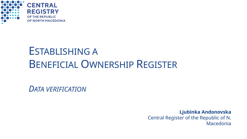 Establishing a Beneficial Ownership Register Data - slide 1 of 9