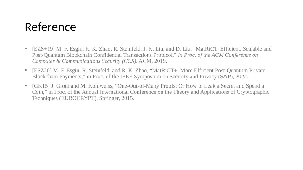 Lattice-based Zero-knowledge Proofs for Blockchain - slide 27 of 28