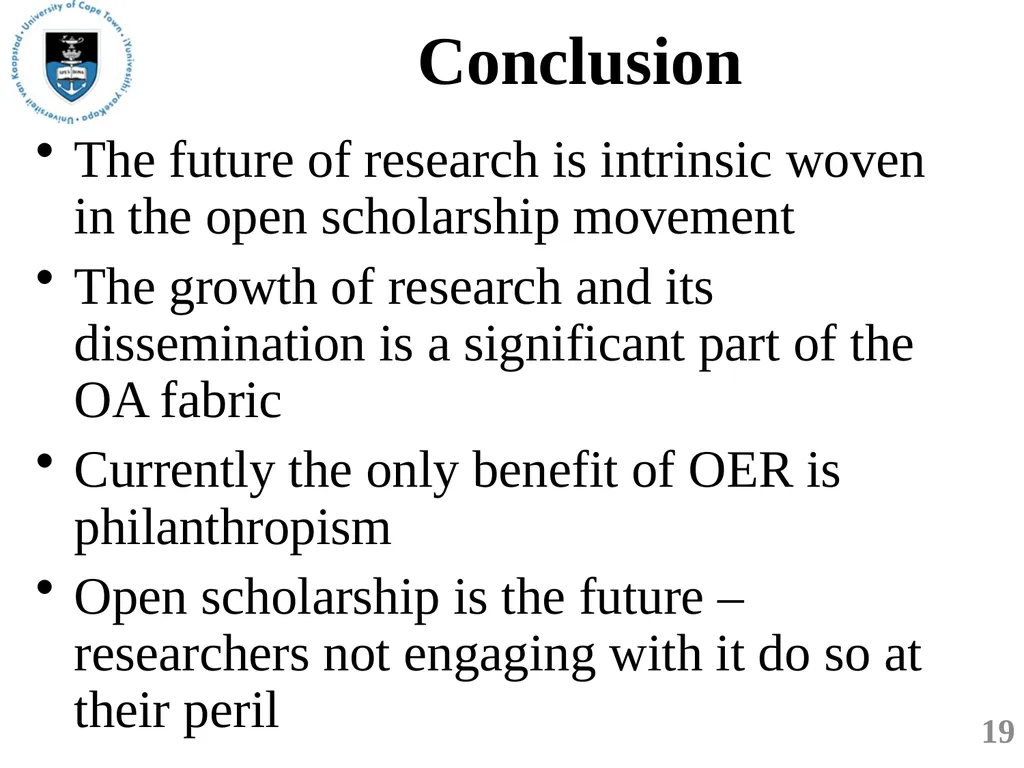 Open Scholarship for the future of research and - slide 19 of 20