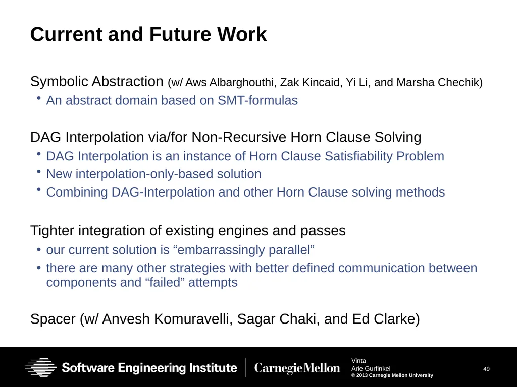 Vinta: Verification with INTerpolation and - slide 49 of 51