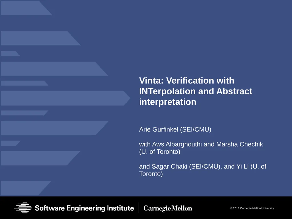 Vinta: Verification with INTerpolation and - slide 1 of 51