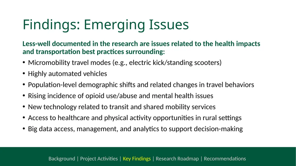 NCHRP 20-112 Health and Transportation Research - slide 15 of 24