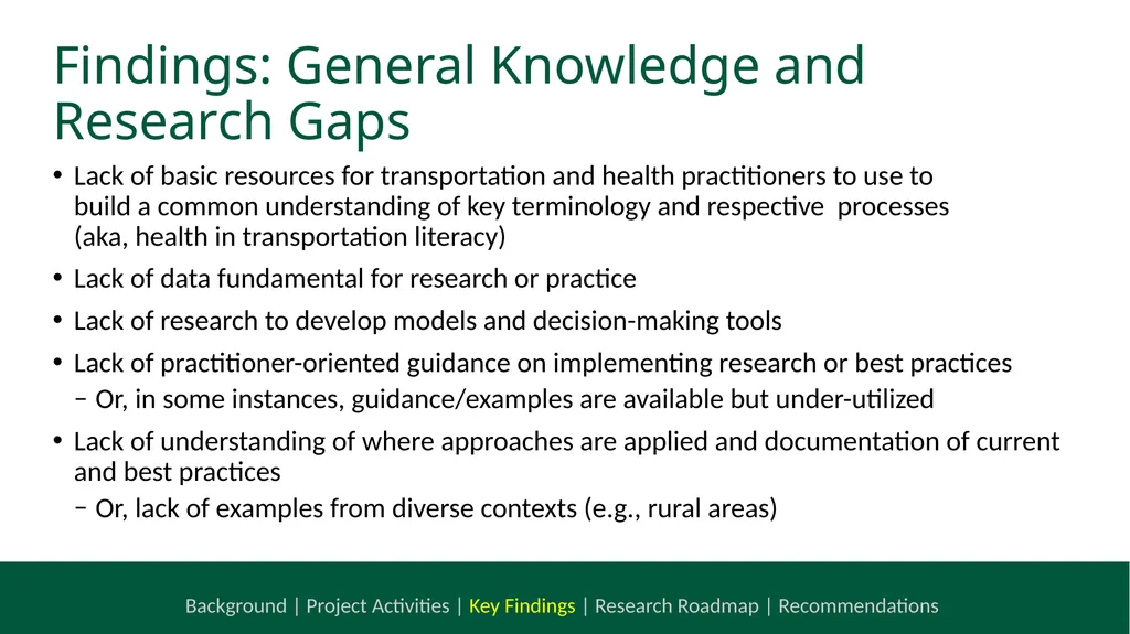NCHRP 20-112 Health and Transportation Research - slide 16 of 24