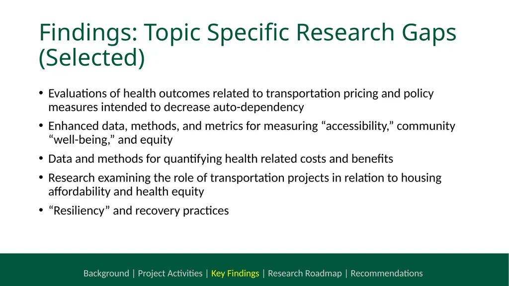 NCHRP 20-112 Health and Transportation Research - slide 17 of 24