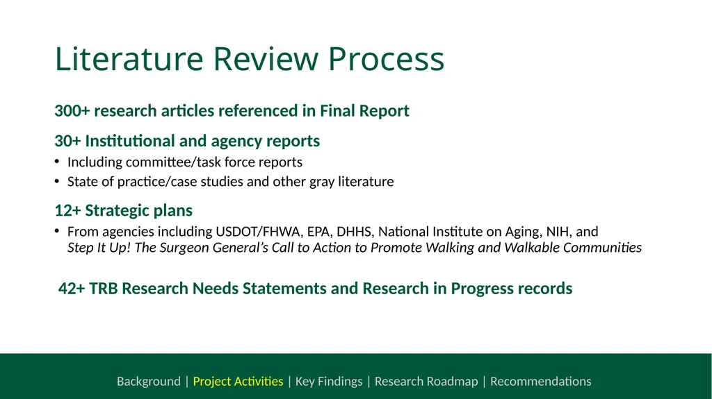 NCHRP 20-112 Health and Transportation Research - slide 9 of 24