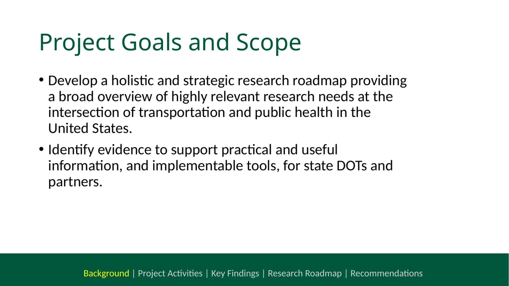 NCHRP 20-112 Health and Transportation Research - slide 5 of 24