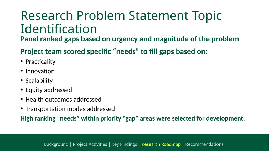 NCHRP 20-112 Health and Transportation Research - slide 20 of 24