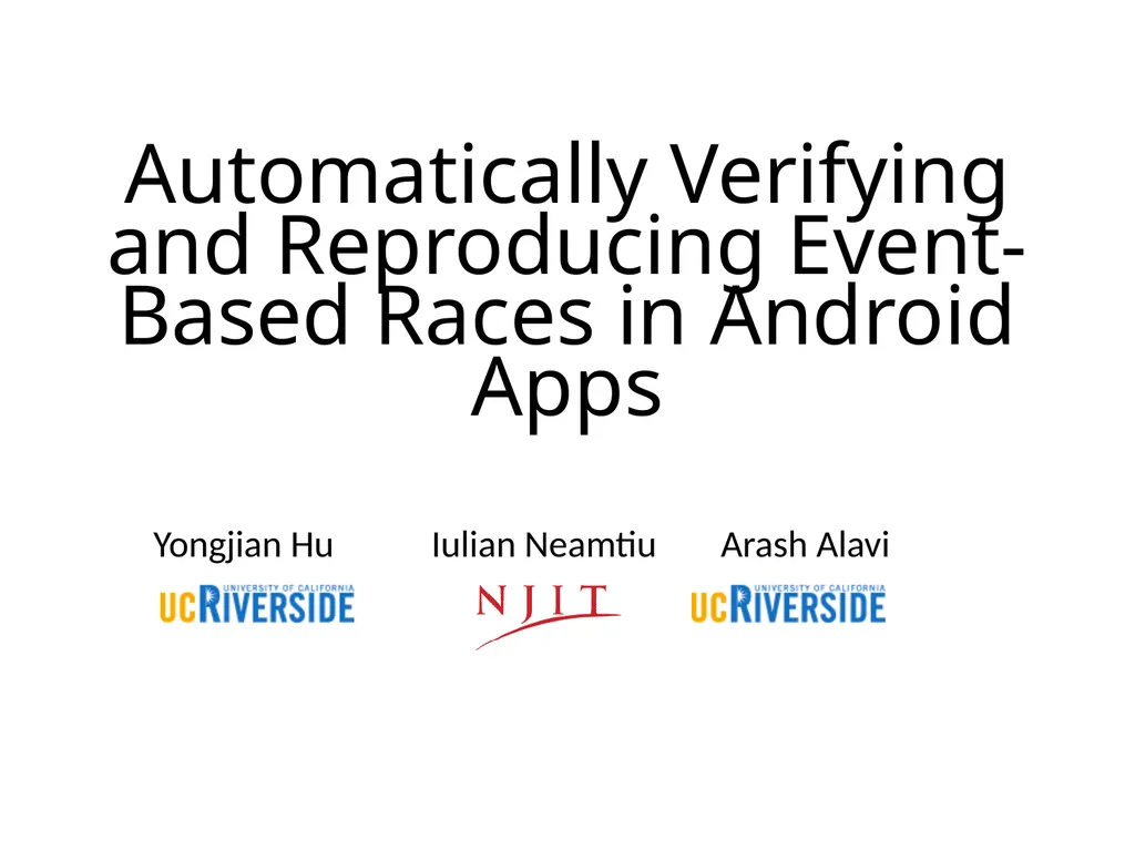 Automatically Verifying and Reproducing - slide 1 of 25