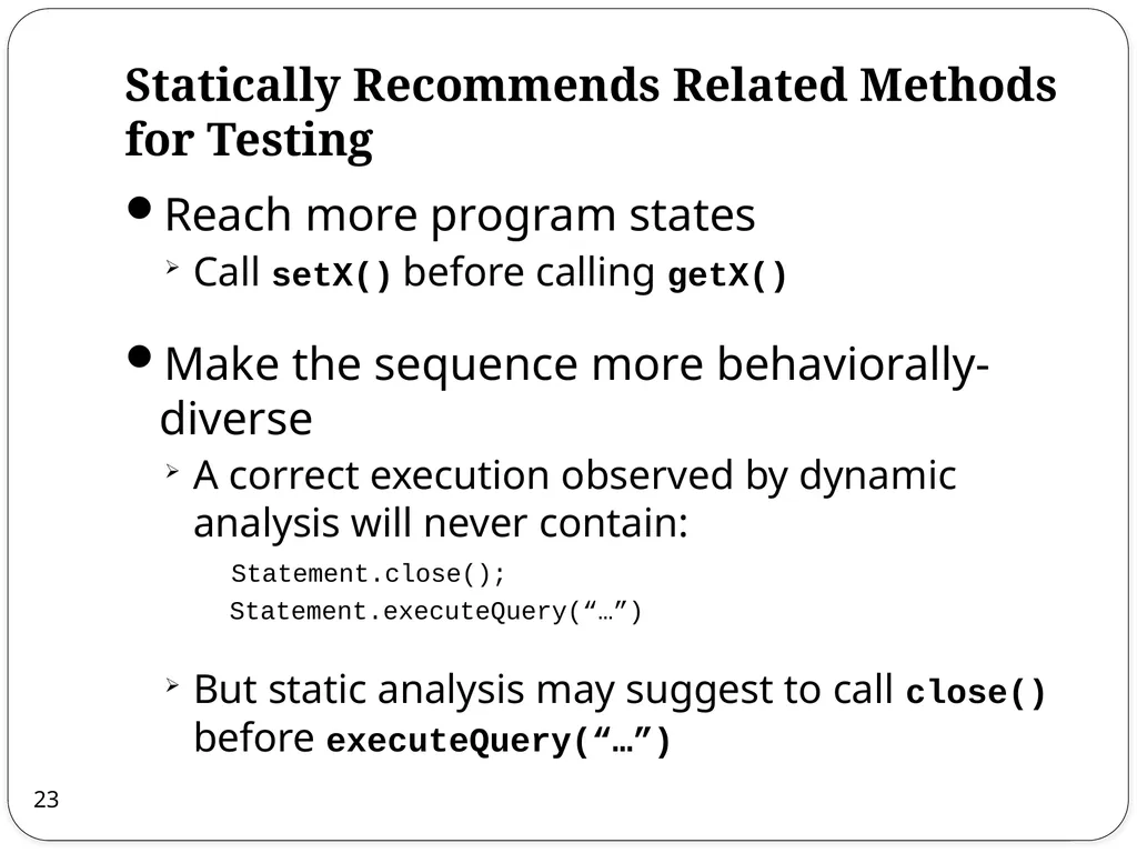 Combined Static and Dynamic Automated Test - slide 23 of 43