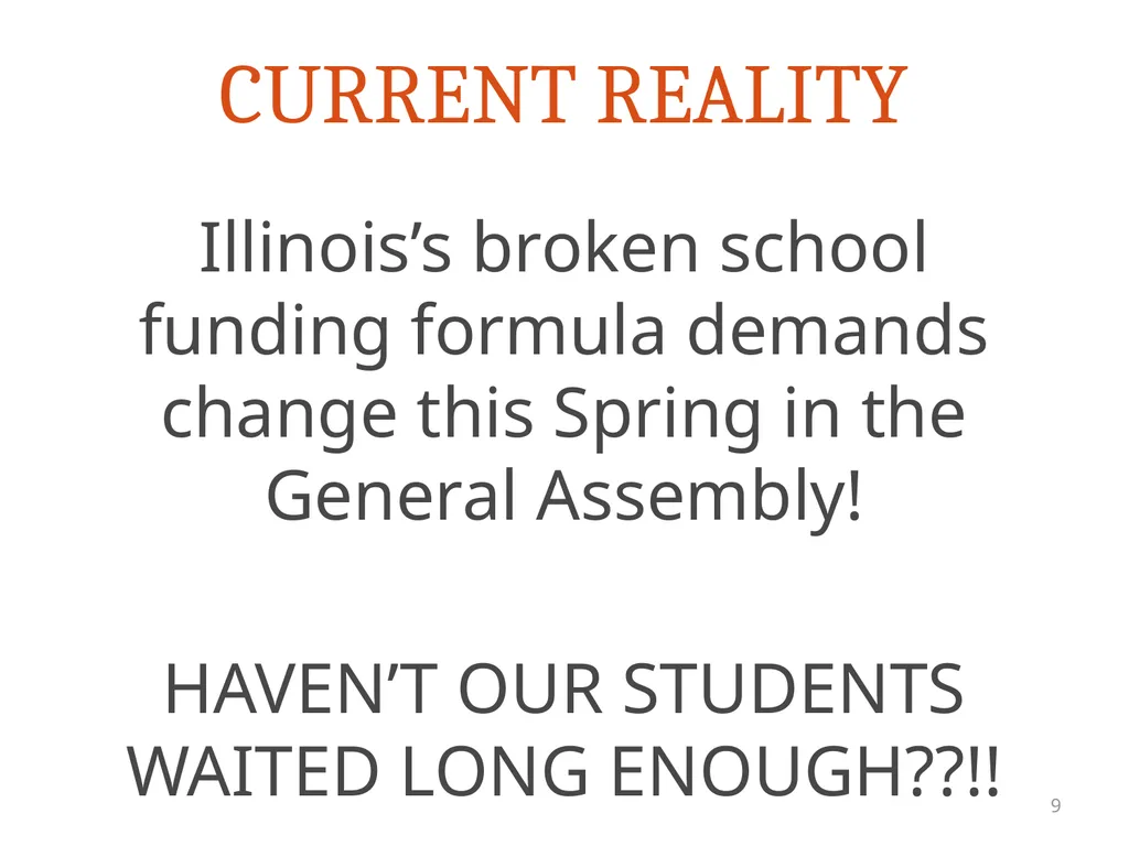 FIXING THE ILLINOIS SCHOOL FUNDING FORMULA - slide 9 of 19