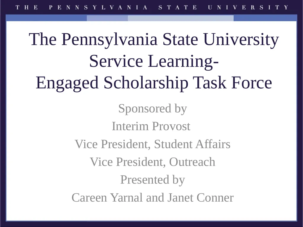 The Pennsylvania State University Service - slide 1 of 11