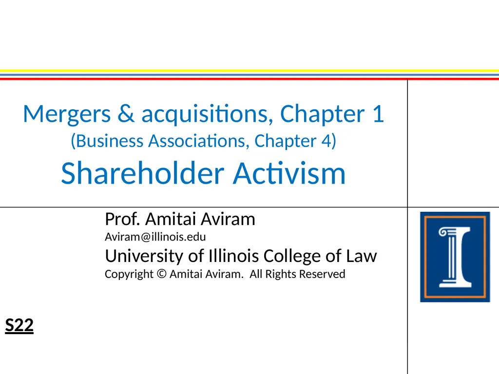 Mergers & acquisitions, Chapter 1 (Business - slide 1 of 140