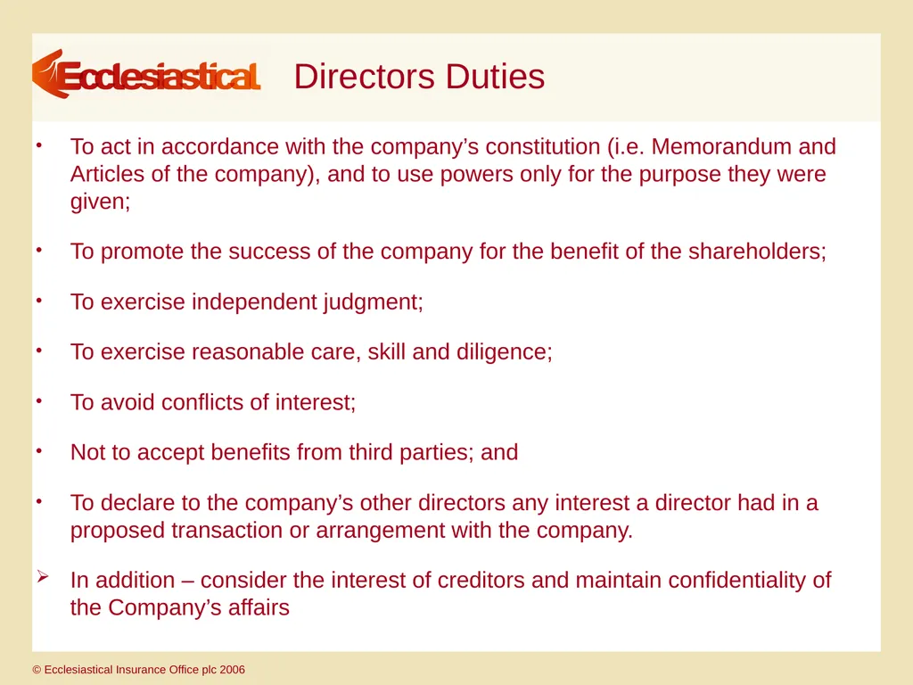 Directors’ & Officers’ & Charity Trustees’ - slide 7 of 27