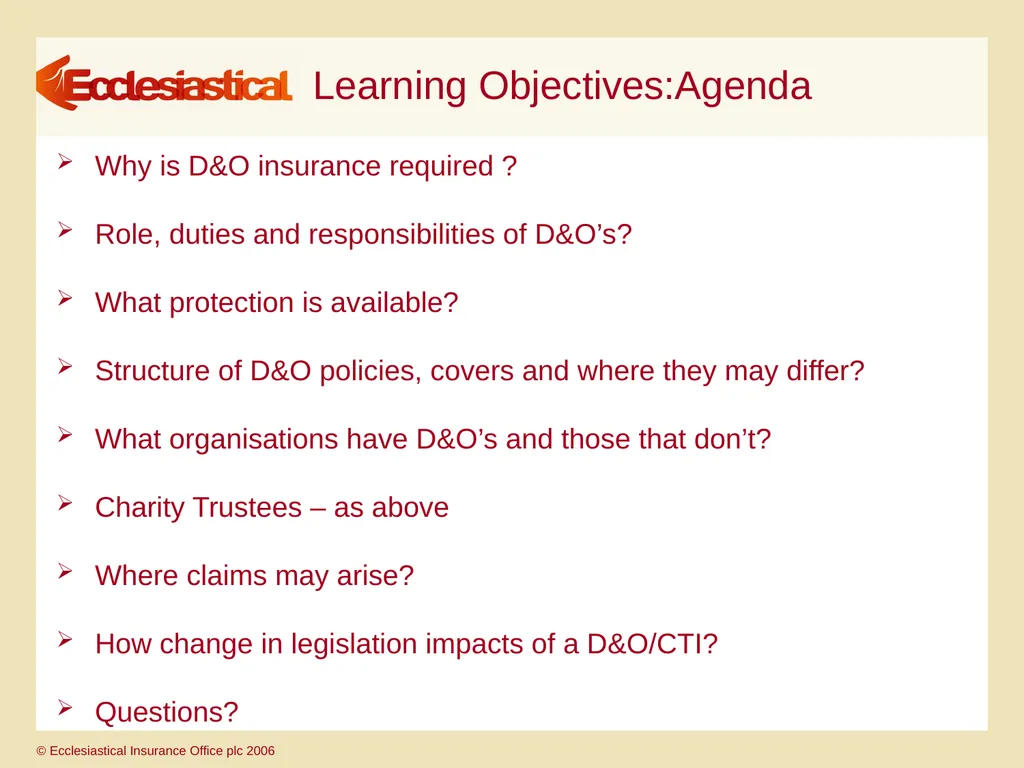 Directors’ & Officers’ & Charity Trustees’ - slide 2 of 27