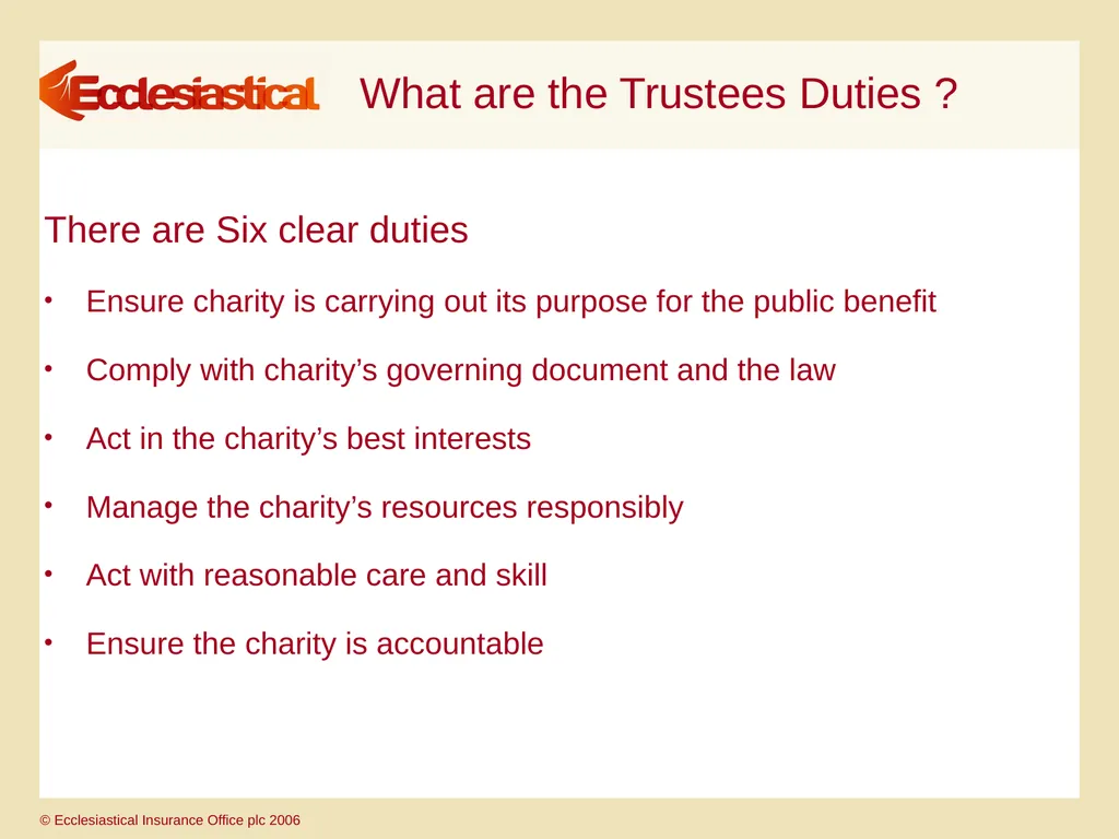 Directors’ & Officers’ & Charity Trustees’ - slide 20 of 27