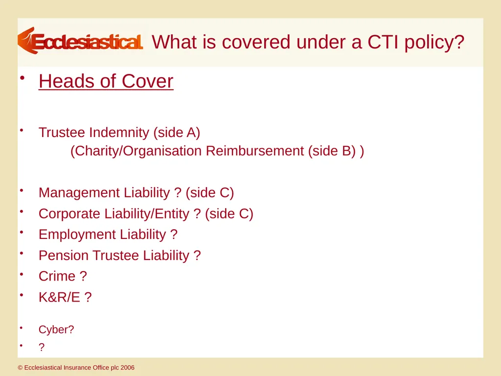 Directors’ & Officers’ & Charity Trustees’ - slide 21 of 27