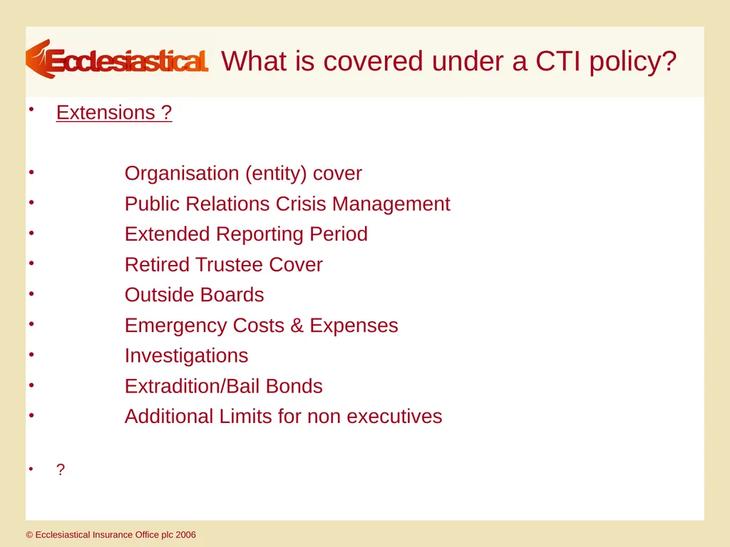 Directors’ & Officers’ & Charity Trustees’ - slide 22 of 27