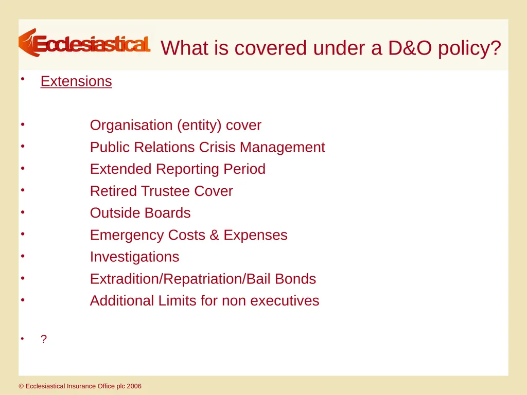 Directors’ & Officers’ & Charity Trustees’ - slide 14 of 27