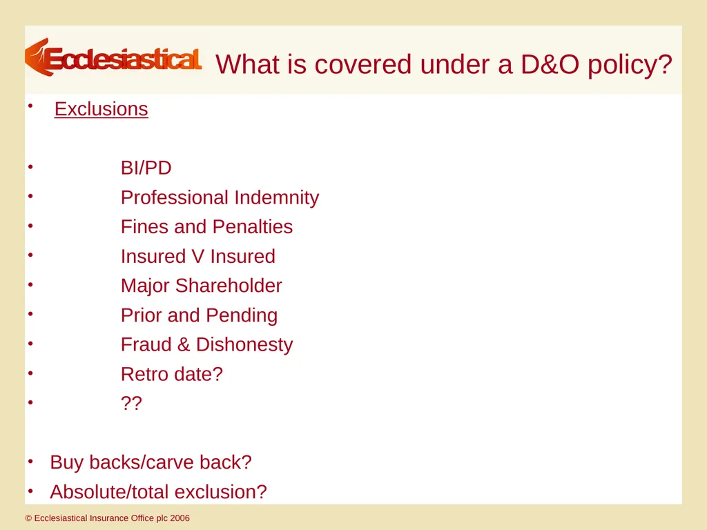 Directors’ & Officers’ & Charity Trustees’ - slide 15 of 27