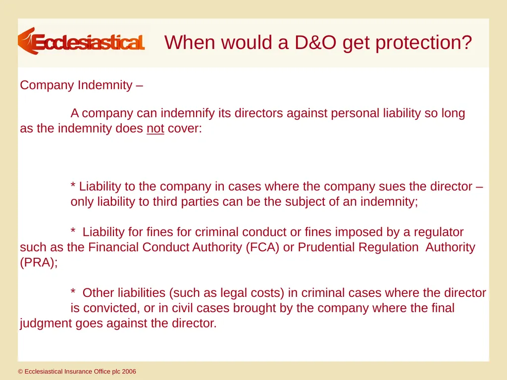 Directors’ & Officers’ & Charity Trustees’ - slide 9 of 27
