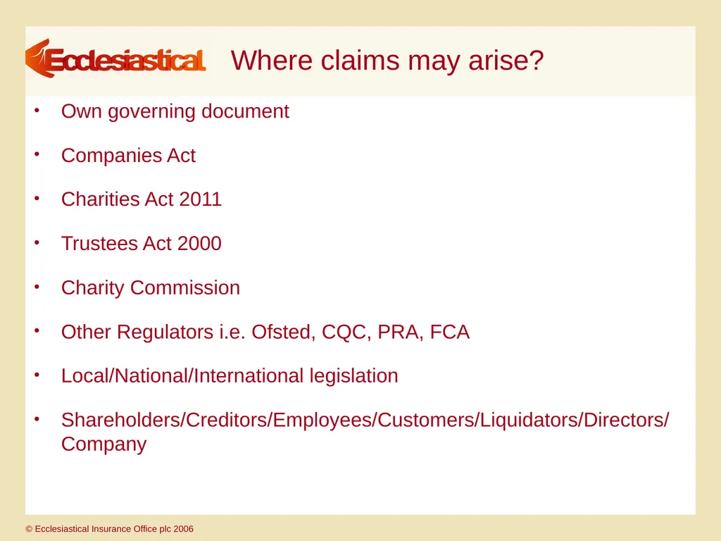 Directors’ & Officers’ & Charity Trustees’ - slide 23 of 27