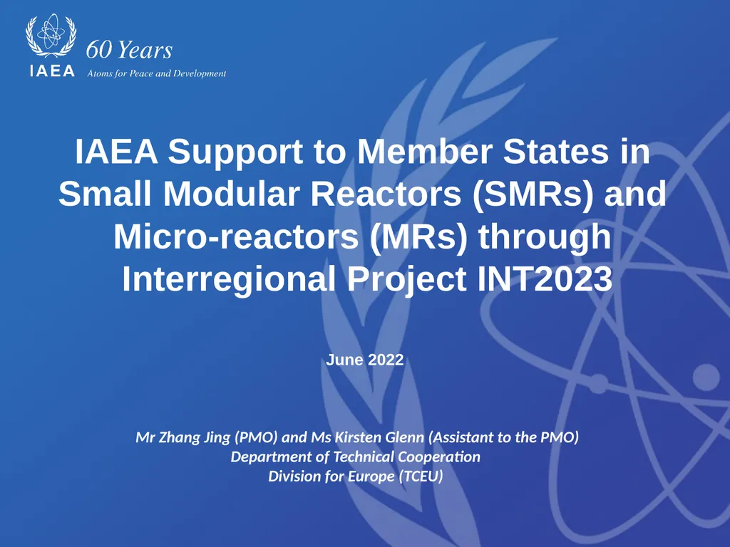 IAEA Support to Member States in Small Modular - slide 1 of 11