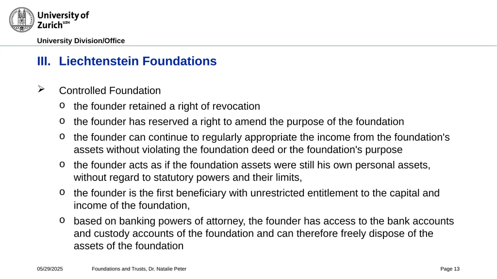 Foundations and Trusts Block 3 – Part II Spring - slide 13 of 61