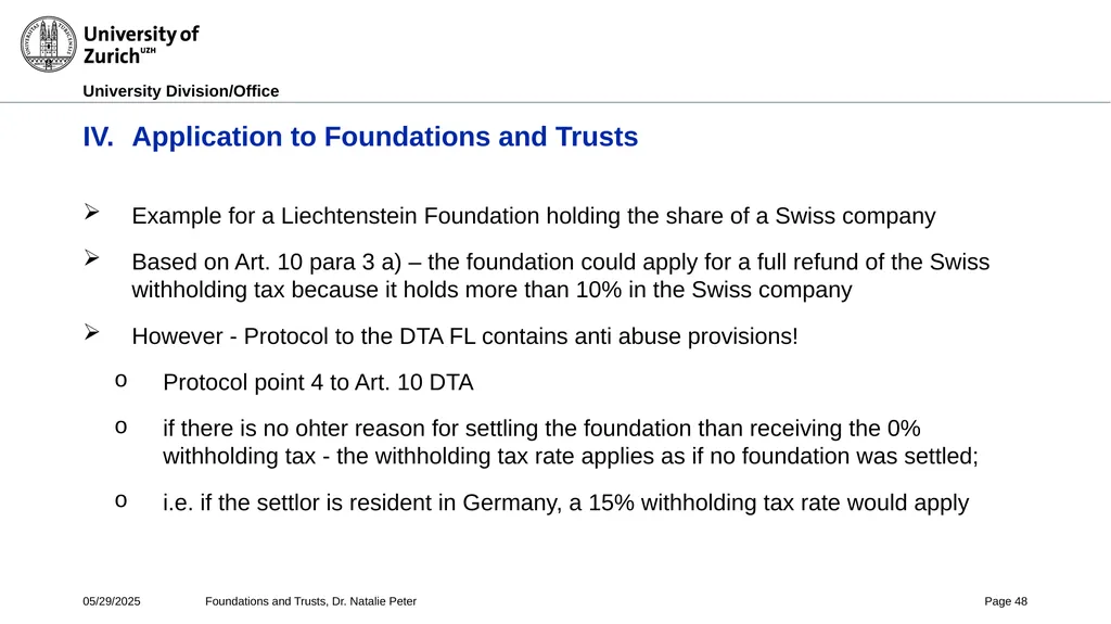 Foundations and Trusts Block 3 – Part II Spring - slide 48 of 61