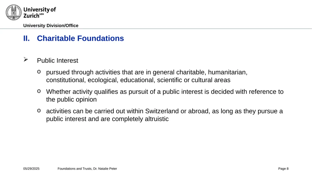 Foundations and Trusts Block 3 – Part II Spring - slide 8 of 61