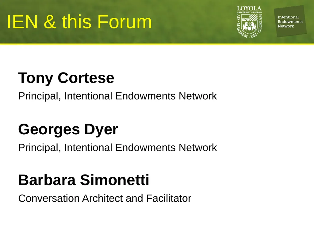 Tony Cortese Principal, Intentional Endowments - slide 1 of 17