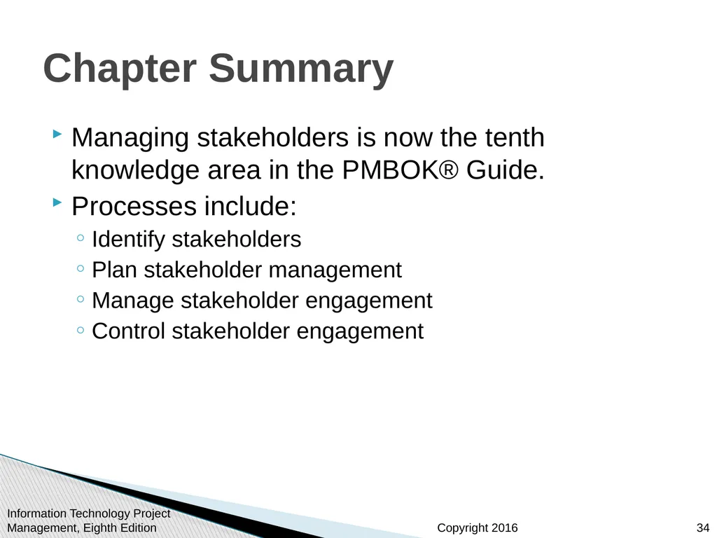 Chapter 13 Project Stakeholder Management - slide 34 of 34