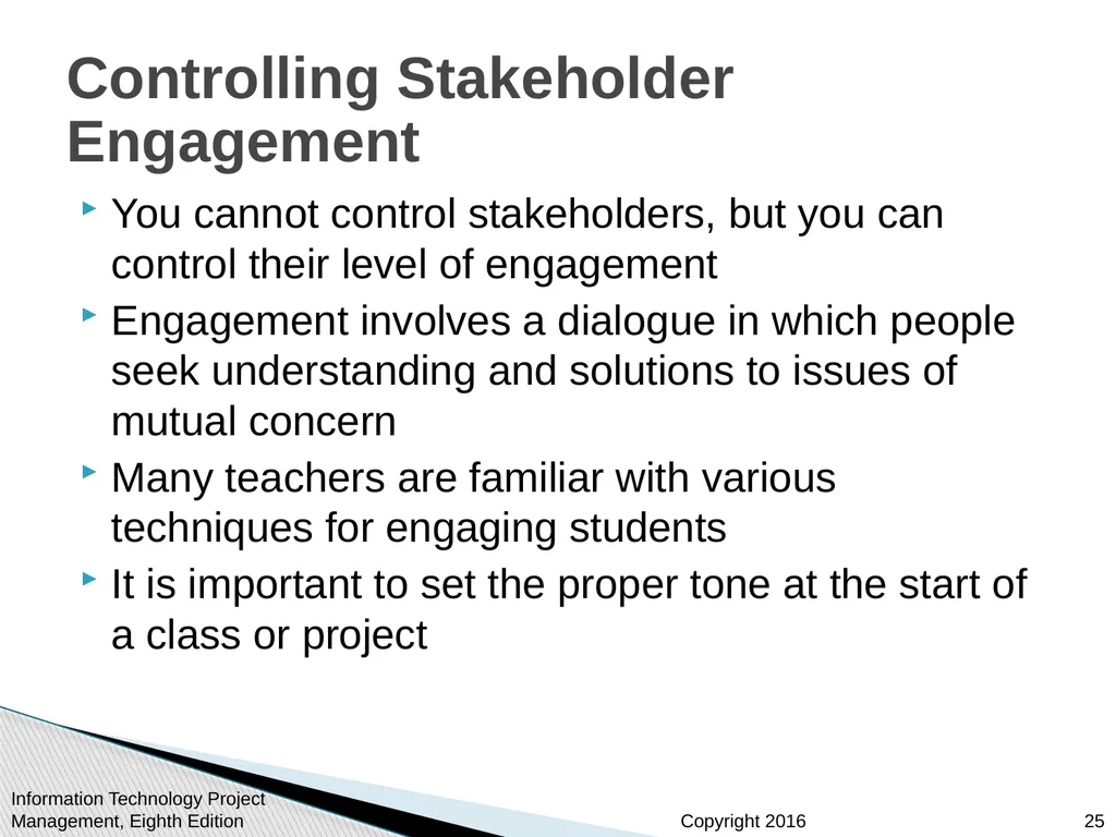 Chapter 13 Project Stakeholder Management - slide 25 of 34