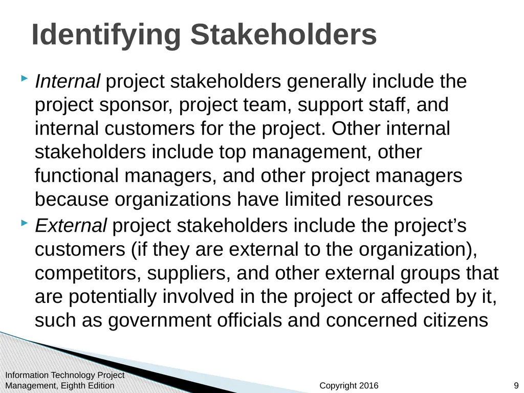 Chapter 13 Project Stakeholder Management - slide 9 of 34