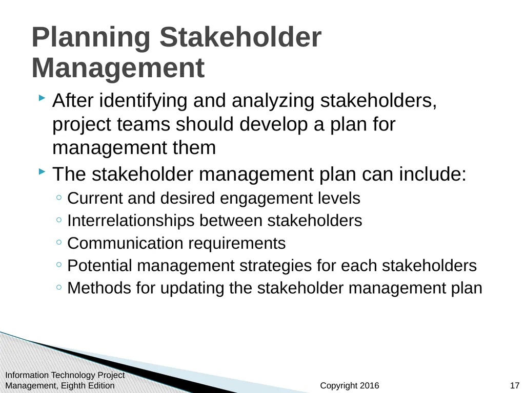 Chapter 13 Project Stakeholder Management - slide 17 of 34