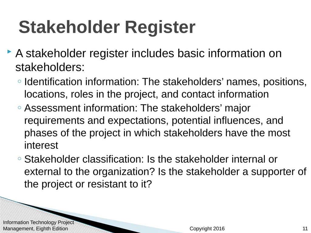 Chapter 13 Project Stakeholder Management - slide 11 of 34