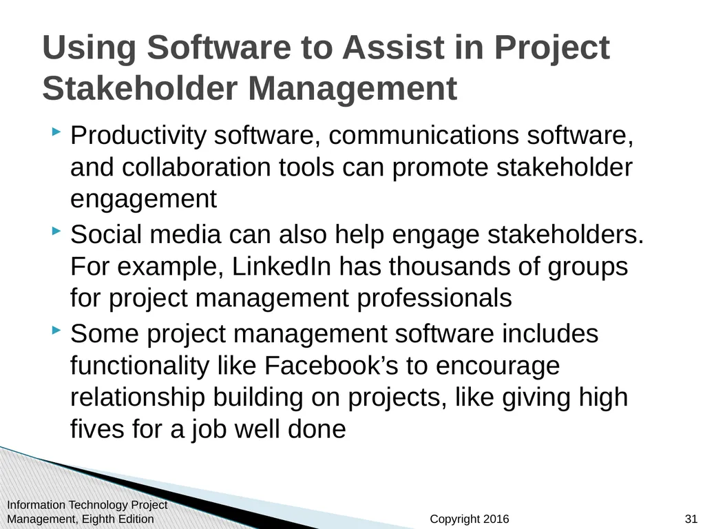 Chapter 13 Project Stakeholder Management - slide 31 of 34
