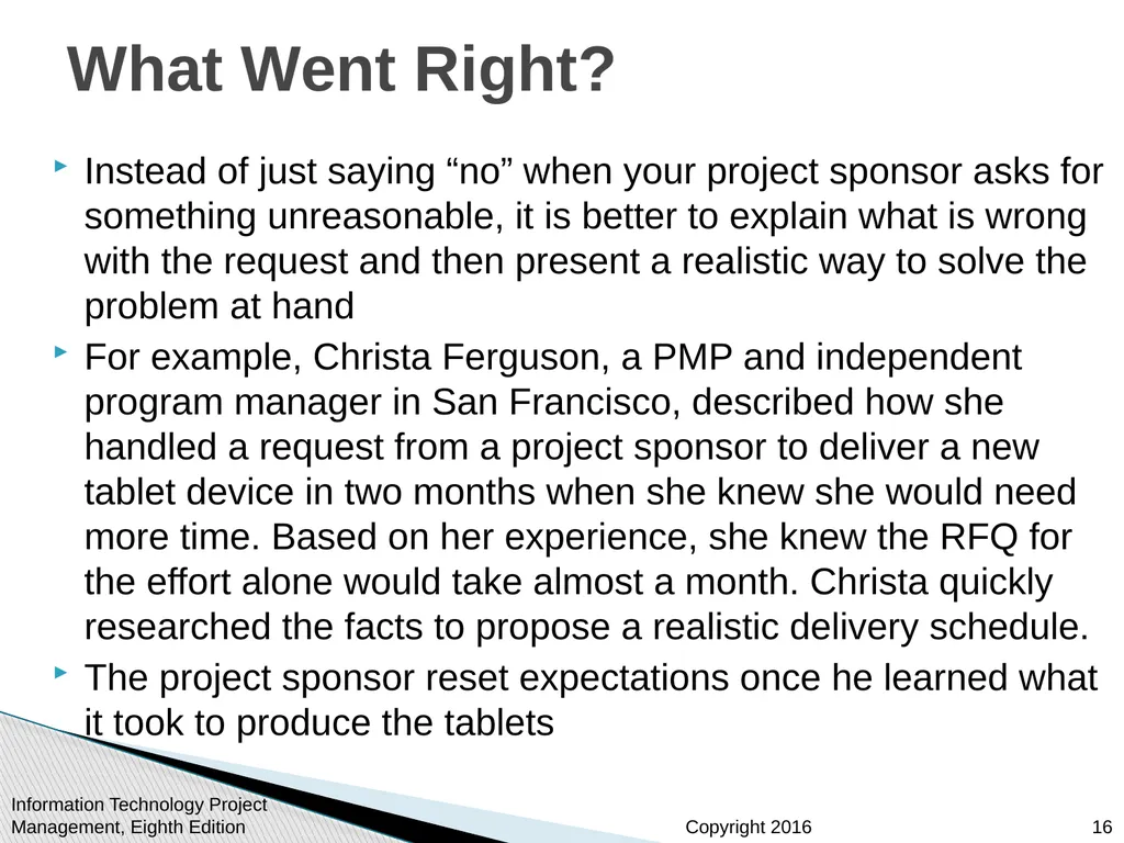 Chapter 13 Project Stakeholder Management - slide 16 of 34