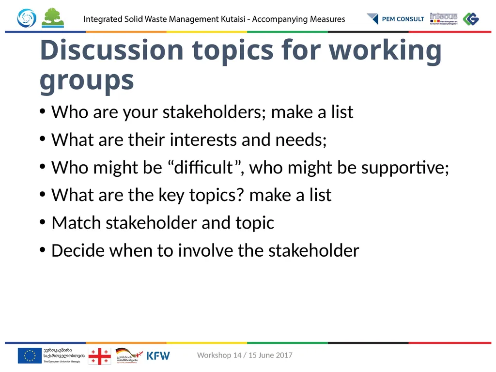 Involvement of stakeholders in drafting waste - slide 10 of 11
