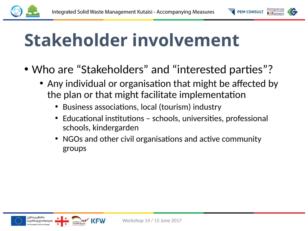 Involvement of stakeholders in drafting waste - slide 3 of 11